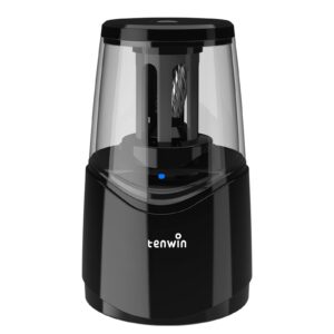 tenwin rechargeable electric pencil sharpener with durable helical blade to fast sharpen, heavy duty pencil sharpener for no.2 & colored 6-8mm pencils for school office home (black)