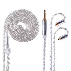hifihear upgraded silver plate replacement cable,8 core headset braided silver plated wire upgrade earphone cable etc.(silver- mmcx 3.5mm)