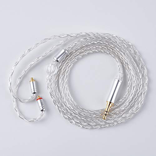 Hifihear Upgraded Silver Plate Replacement Cable,8 Core Headset Braided Silver Plated Wire Upgrade Earphone Cable etc.(Silver- MMCX 3.5mm)