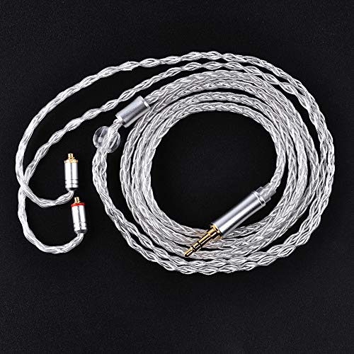 Hifihear Upgraded Silver Plate Replacement Cable,8 Core Headset Braided Silver Plated Wire Upgrade Earphone Cable etc.(Silver- MMCX 3.5mm)