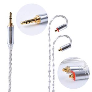 Hifihear Upgraded Silver Plate Replacement Cable,8 Core Headset Braided Silver Plated Wire Upgrade Earphone Cable etc.(Silver- MMCX 3.5mm)
