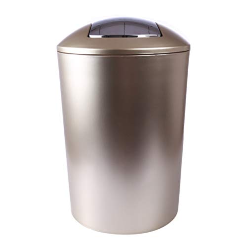 HMANE 10L Swing Lid Trash Can,Wastebasket Dustbin Garbage Bin With Swing Top - (Gold)