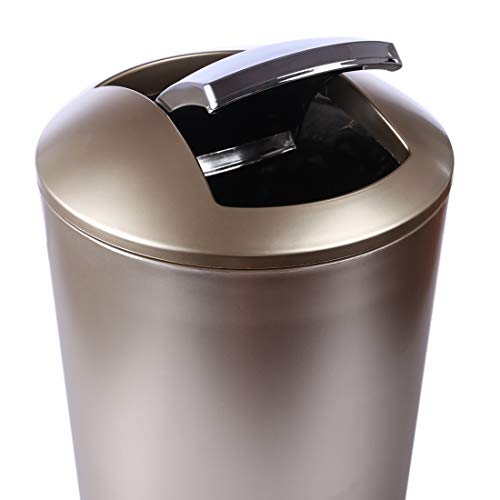 HMANE 10L Swing Lid Trash Can,Wastebasket Dustbin Garbage Bin With Swing Top - (Gold)