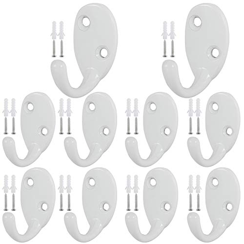 WEBI Coat Hooks Wall Mounted Robe Hooks Wall Hooks for Towel Closet Clothes Rail,10 Packs,White,XZG-WHT