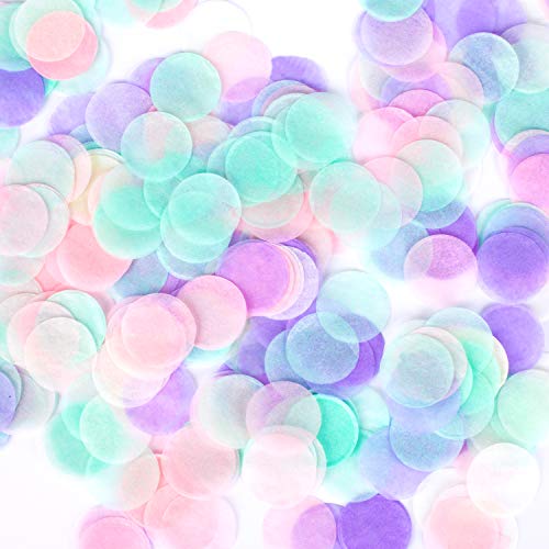 Whaline 1 Inch Paper Confetti Round Tissue Confetti 6000 Pieces Party Circle Paper Table Confetti for Balloon, Wedding, Holiday, Birthday (Unicorn)