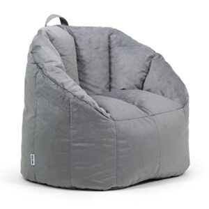 big joe milano bean bag chair, gray plush, soft polyester, 2.5 feet
