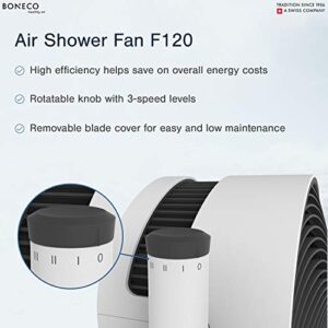 BONECO - F120 Air Shower Fan, Arm Pedestal Height of 21.3" (White)