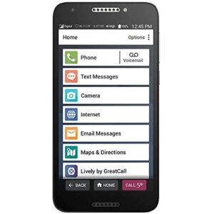 jitterbug smart2 unlocked, 32gb, no-contract easy-to-use smartphone for seniors by greatcall,black