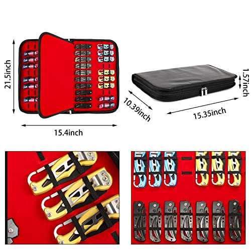 QEES Knife Case,Knife Display Case,Knife Storage,40 Slots Folding Knife Holder Organizer,Butterfly Pocket Knife Carrier,Knives Collection Protector For Men Survival Tactical Outdoor EDC Mini Knife