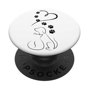 dog cat paws with heart popsockets popgrip: swappable grip for phones & tablets