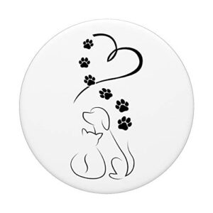 Dog Cat Paws with Heart PopSockets PopGrip: Swappable Grip for Phones & Tablets