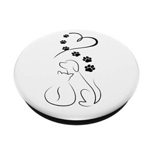 Dog Cat Paws with Heart PopSockets PopGrip: Swappable Grip for Phones & Tablets