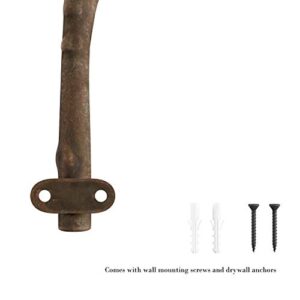 Lavish Home Decorative Skeleton Key Design Cast Iron Shabby Chic Wall Mount Hooks for Coats, Towels, Hats, Scarves, Jewelry, and More, (L) 2.5”x (W) 5”x (H) 11”, Rustic Brown