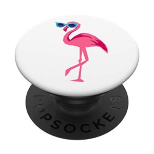 pink flamingo in sunglasses funny tropical birds lovers gift popsockets popgrip: swappable grip for phones & tablets