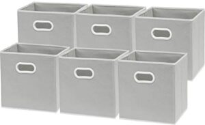 6 pack - simplehouseware foldable cube storage bin with handle, grey