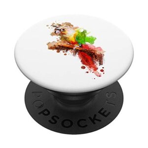 watercolor pineapple green cheek conure parrot popsockets popgrip: swappable grip for phones & tablets