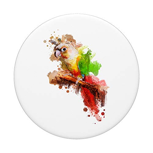 Watercolor Pineapple Green Cheek Conure Parrot PopSockets PopGrip: Swappable Grip for Phones & Tablets