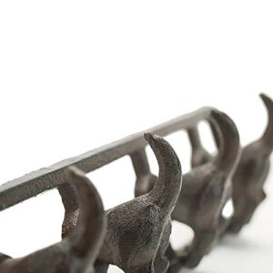Sungmor Cast Iron Funky Coat Hook Hanger - Interesting Dog Tail Wall Mounted Rack with 4 Hooks - Rustic Style Wrought Iron Decorative Wall Hook Rack for Keys Clothes Hats Towels