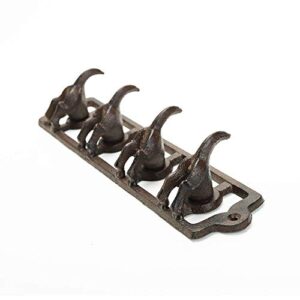 Sungmor Cast Iron Funky Coat Hook Hanger - Interesting Dog Tail Wall Mounted Rack with 4 Hooks - Rustic Style Wrought Iron Decorative Wall Hook Rack for Keys Clothes Hats Towels