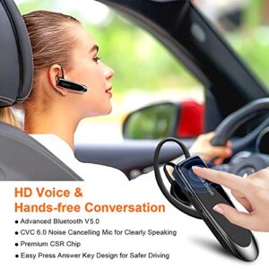 Link Dream Bluetooth Earpiece for Cell Phones Wireless V5.0 Hands Free Headset Noise Canceling Mic 24Hrs Talking 1440Hrs Standby Compatible with Mobile Phone Tablet Laptop for Work from Home Driver