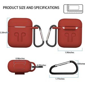 Airpods Case, Airpods Accessories Kits, 2 Packs Protective Silicone Cover Skin Apple Airpods Anti-Lost Airbag Belt,Airpods Ear Hook for Apple AirPods 2nd 1st Generation (Black+Red)