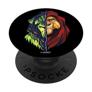 disney the lion king half scar half mufasa face popsockets popgrip: swappable grip for phones & tablets