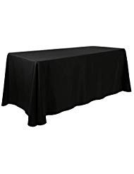 waysle black tablecloth for rectangle tables 90 x 132 inch - washable polyester tablecloths for 6 foot table - perfect for wedding, restaurant, party, dinning, banquet decoration