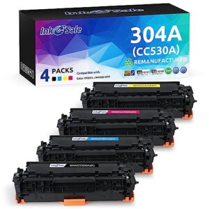 ink e-sale remanufactured toner cartridge replacement for 304a cc530a cc531a cc532a cc533a canon 118 for hp color laserjet cp2025dn cp2025n cm2320fxi, canon imageclass mf726cdw lbp7660cdn 4 pack