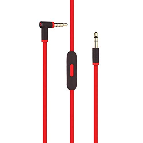 Learsoon Replacement Extension Audio Cable with Inline Remote & Mic Fit for Beats by Dr. Dre Solo Studio Wireless Pro Detox Mixr Executive Pill Headphones (Red+Black)