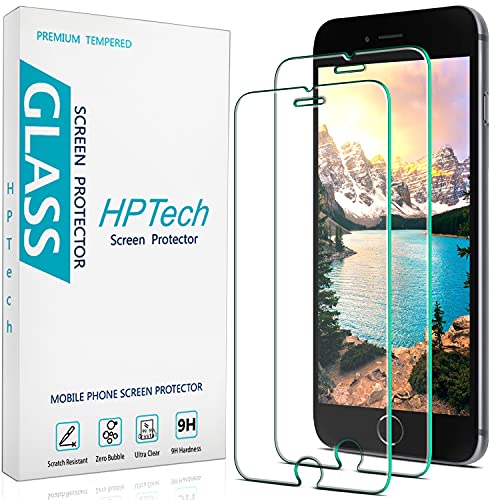 HPTech (2 Pack) Tempered Glass For iPhone SE 2020, iPhone 8, iPhone 7, iPhone 6S, iPhone 6 4.7-Inch Screen Protector, Case Friendly, Easy to Install, Bubble Free