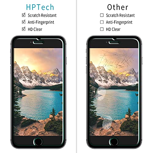 HPTech (2 Pack) Tempered Glass For iPhone SE 2020, iPhone 8, iPhone 7, iPhone 6S, iPhone 6 4.7-Inch Screen Protector, Case Friendly, Easy to Install, Bubble Free