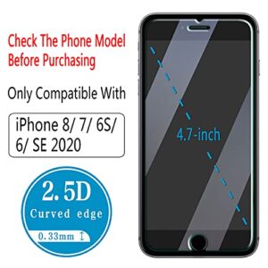 HPTech (2 Pack) Tempered Glass For iPhone SE 2020, iPhone 8, iPhone 7, iPhone 6S, iPhone 6 4.7-Inch Screen Protector, Case Friendly, Easy to Install, Bubble Free