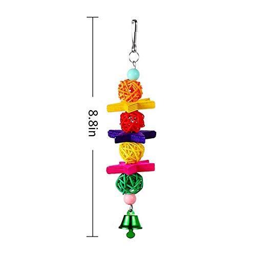 JpGdn 3PCS Bird Toys Hanging Bell Wooden Bridge Triangle Hammock Swing Parrot Chewing Toy for Small Parakeets Cockatiels Conures Macaws Parrots Love Birds Finches