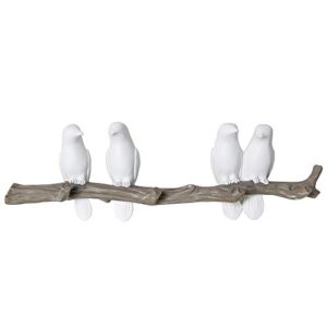 sweet fanmulin birds on tree branch decor wall mounted coat rack with hooks for coats, hats, keys, towels (4 birds)