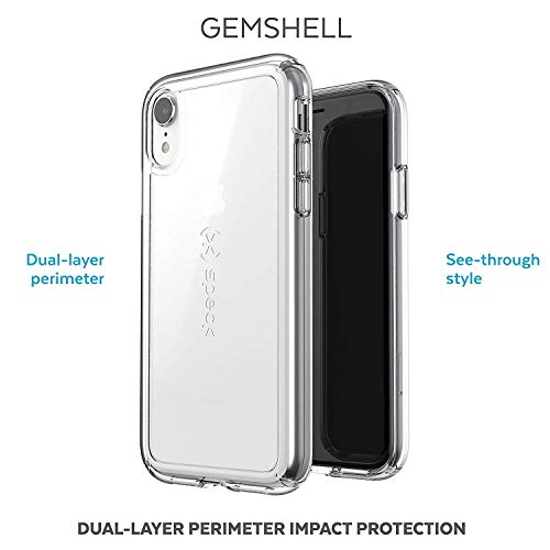 Speck iPhone XR Case - Drop Protection, Anti-Yellowing & Anti-Fade with Dual Layer Protetective, Slim Clear Case - Transparent Design with Bumper Covers - Crystal Clear iPhone XR Case - GemShell