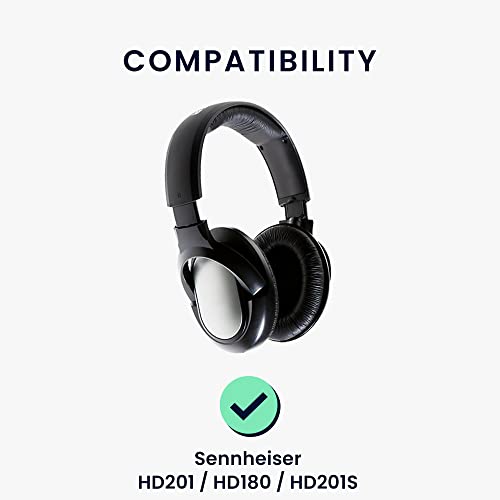 kwmobile Ear Pads Compatible with Sennheiser HD201 / HD206 / HD180 / HD200 Pro Earpads - 2X Replacement for Headphones - Black