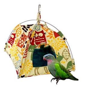 bird nest house bed bird hammock parrot hanging tent with soft mat for parakeet cockatiel cockatoo conure lovebird small animals tent hut cage decor (random color) (l)