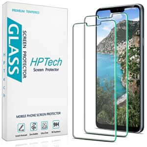hptech 2-pack compatible for lg g7 thinq screen protector tempered glass, 9h hardness, bubble free, case friendly
