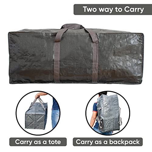 Klickpick Home Heavy Duty Reusable Extra Large Storage Bags , Laundry Bag Shopping Moving Totes Bags Underbed Storage Bins Zipper -Backpack Handles,Compatible with IKEA FRAKTA CART (Pack of 10)