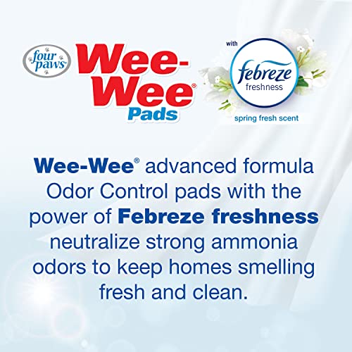 Four Paws Wee-Wee Odor Control with Febreze Freshness Pee Pads for Dogs - Dog & Puppy Pads for Potty Training - Dog Housebreaking & Puppy Supplies - 22" x 23" (100 Count),White