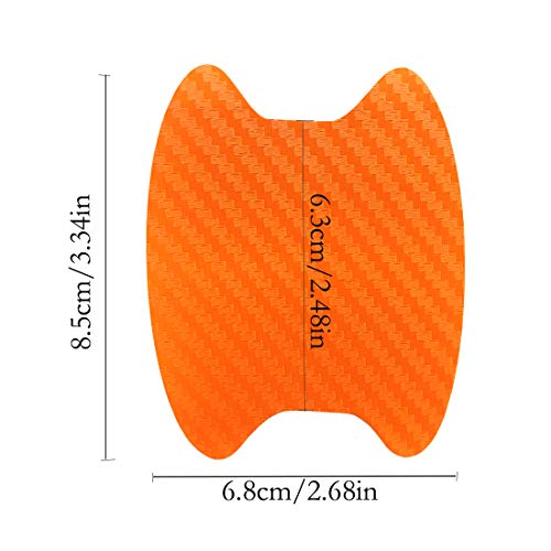 Rodway 8pcs Universal 3D Carbon Fiber Car Door Handle Paint Scratch Protector Sticker Auto Door Handle Scratch Cover Guard Protective Film (Orange)