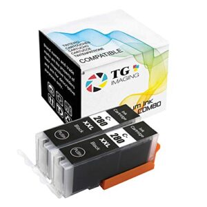 tg imaging (2 pack) compatible pgi280xl ink cartridge replacement for pgi280 xl bk work for pixma ts6120 tr7520 ts8120 tr8520 ts9120 ink printer (2xblack)