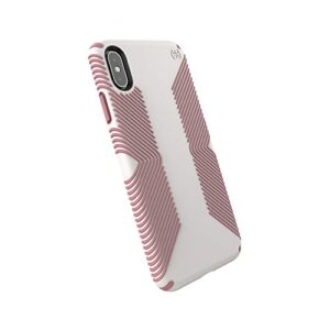speck products presidio grip iphone xs max case, veil white/lipliner pink