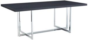 meridian furniture 738-t elle collection modern | contemporary wood veneer top dining table with durable stainless steel base, 78" w x 39" d x 30" h