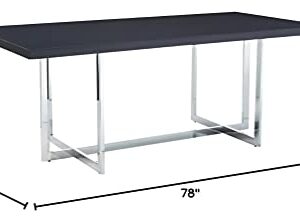 Meridian Furniture 738-T Elle Collection Modern | Contemporary Wood Veneer Top Dining Table with Durable Stainless Steel Base, 78" W x 39" D x 30" H