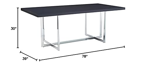 Meridian Furniture 738-T Elle Collection Modern | Contemporary Wood Veneer Top Dining Table with Durable Stainless Steel Base, 78" W x 39" D x 30" H