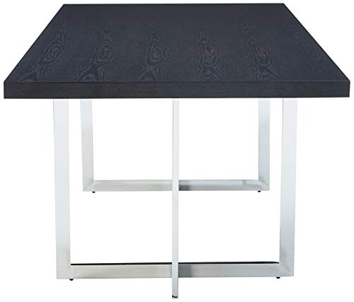 Meridian Furniture 738-T Elle Collection Modern | Contemporary Wood Veneer Top Dining Table with Durable Stainless Steel Base, 78" W x 39" D x 30" H