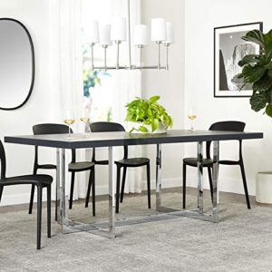 Meridian Furniture 738-T Elle Collection Modern | Contemporary Wood Veneer Top Dining Table with Durable Stainless Steel Base, 78" W x 39" D x 30" H