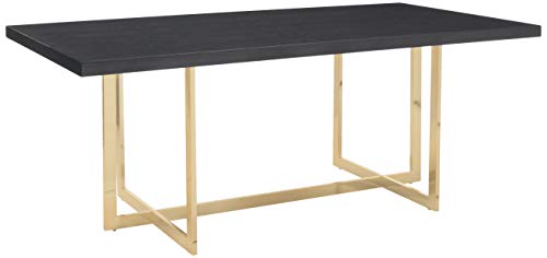 Meridian Furniture Elle Collection Modern | Contemporary Wood Veneer Top Dining Table with Durable Stainless Steel Base, 78" W x 39" D x 30" H