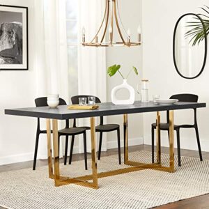 Meridian Furniture Elle Collection Modern | Contemporary Wood Veneer Top Dining Table with Durable Stainless Steel Base, 78" W x 39" D x 30" H